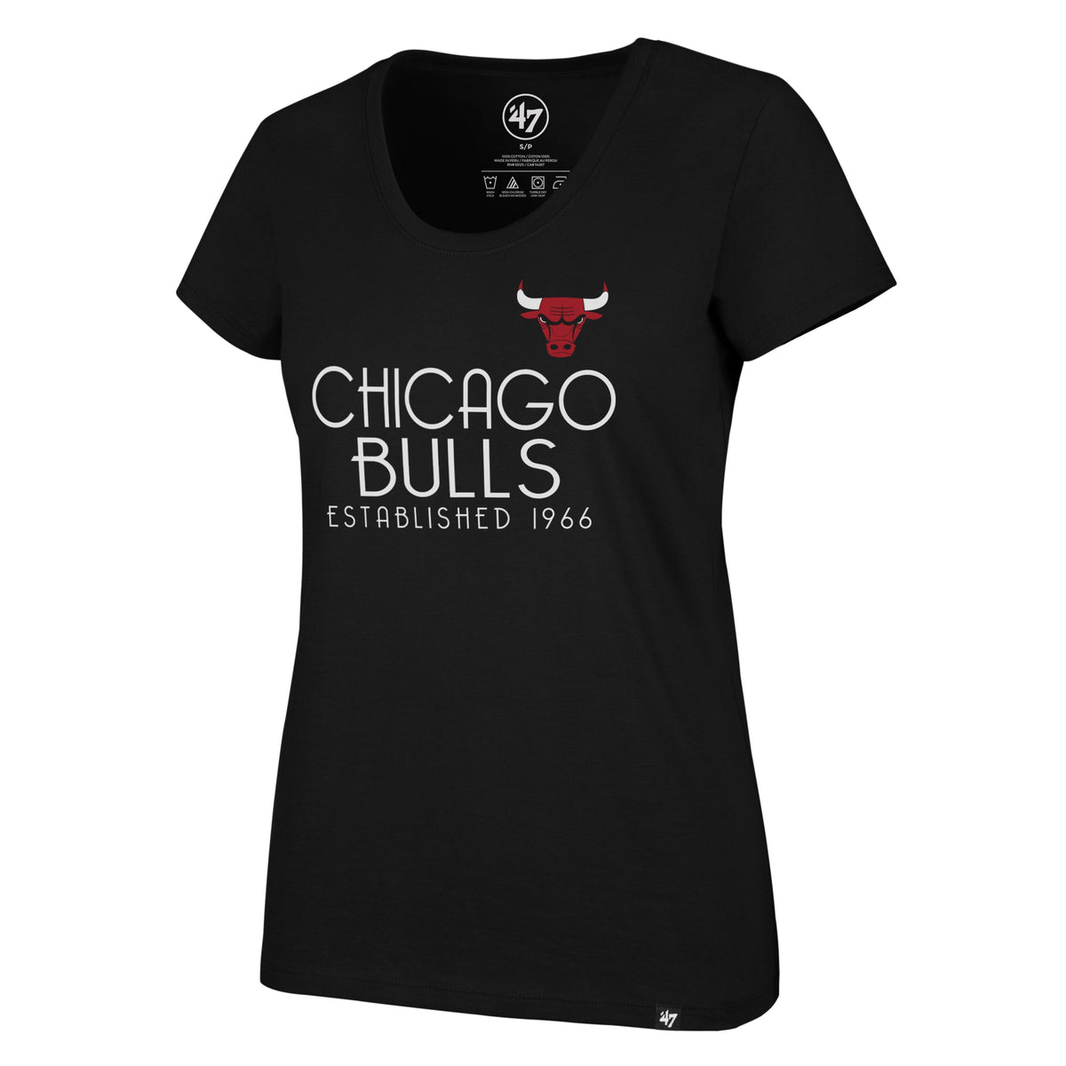 Chicago Bulls Women Jet Black Ultra Rival Scoop Neck T-Shirt product image 1, provided for visual reference and product