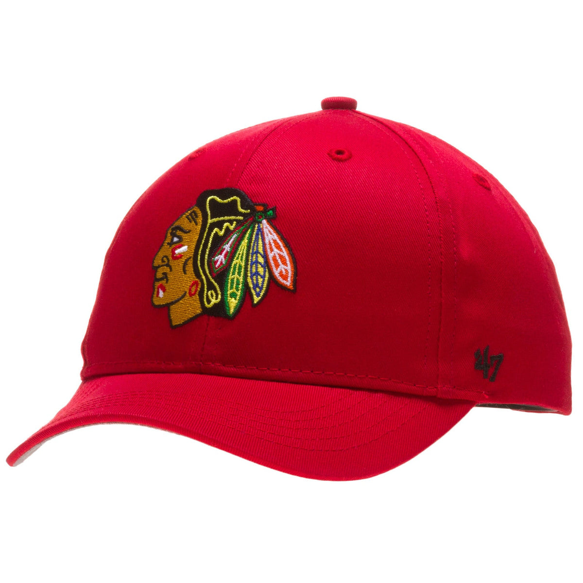 Chicago Blackhawks Youth Red Basic 47 MVP Indian Head Logo Hat product image 1, provided for visual reference and product