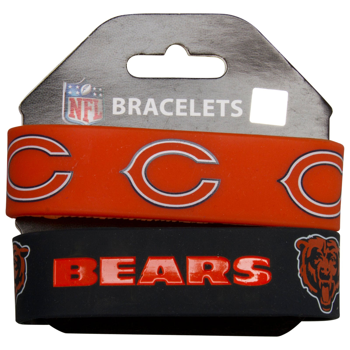 Chicago Bears Orange & Navy Silicone Bracelets Two-Pack product image 1, provided for visual reference and product detail