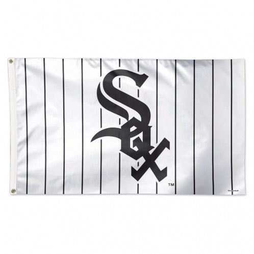 Chicago White Sox Pinstripe Logo Deluxe Flag product image 1, provided for visual reference and product detail review