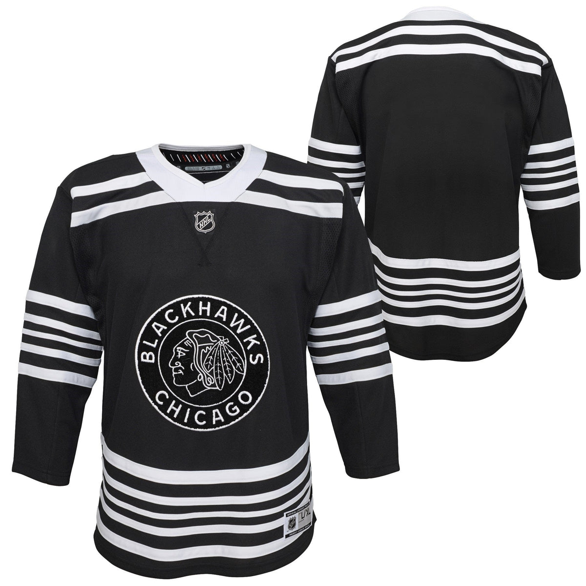 Chicago Blackhawks Youth Black New Alternate 2019 Jersey product image 1, provided for visual reference and product detail
