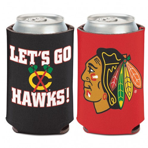 Chicago Blackhawks Let's GO Hawks Can Cooler Coozie product image 1, provided for visual reference and product detail review