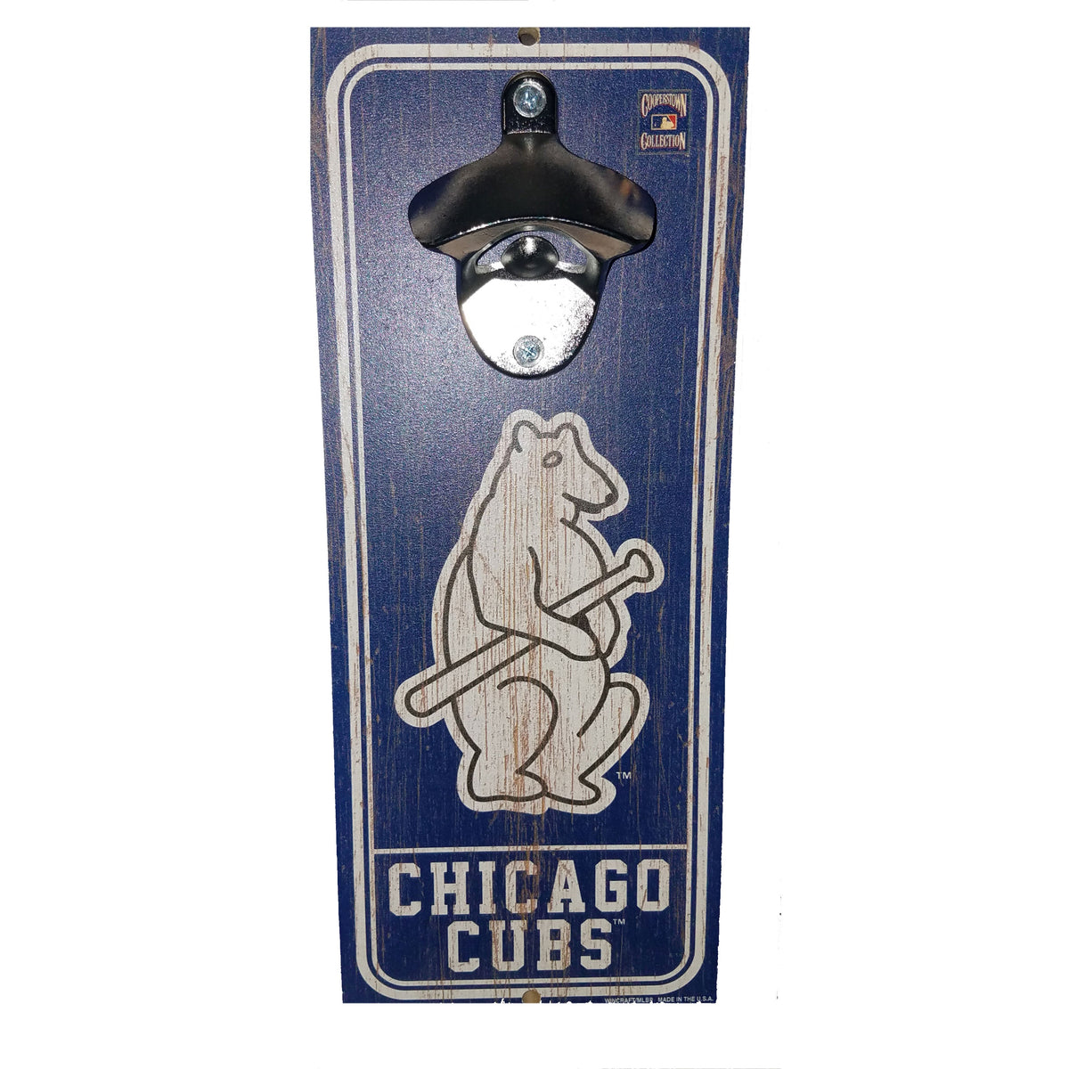 Chicago Cubs Navy 1914 Bottle Opener Wood Sign product image 1, provided for visual reference and product detail review