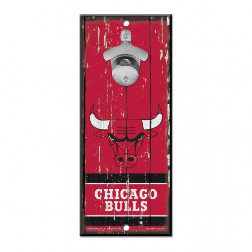 Chicago Bulls Bottle Opener Wood Sign product image 1, provided for visual reference and product detail review
