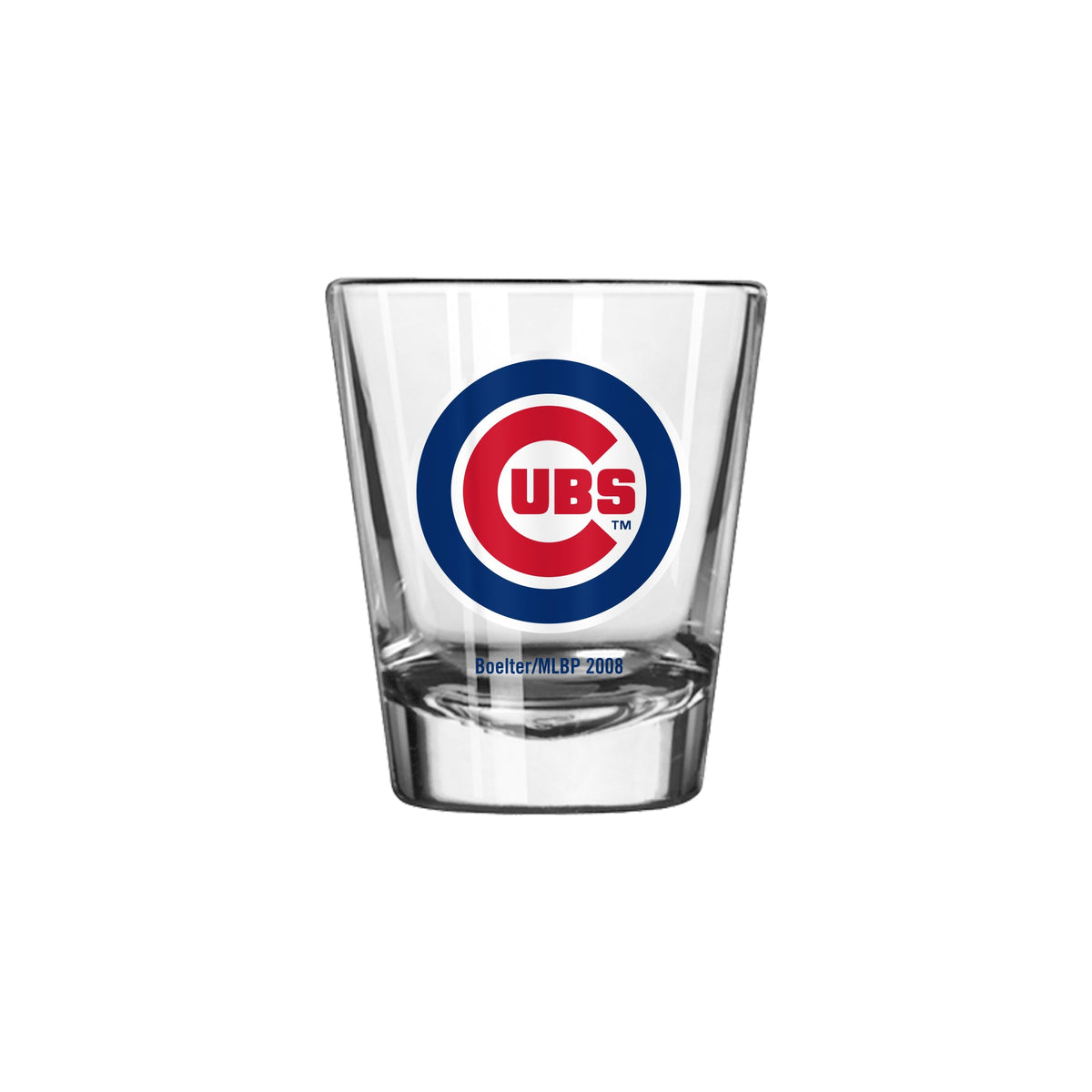 Chicago Cubs Clear Bullseye Logo 2 oz Shot Glass product image 1, provided for visual reference and product detail review