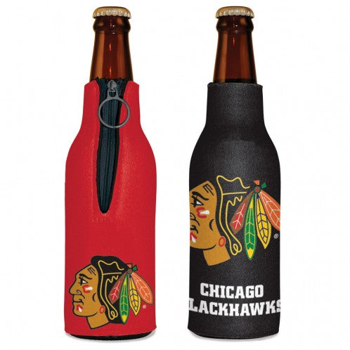 Chicago Blackhawks Zipper Bottle Cooler Coozie product image 1, provided for visual reference and product detail review