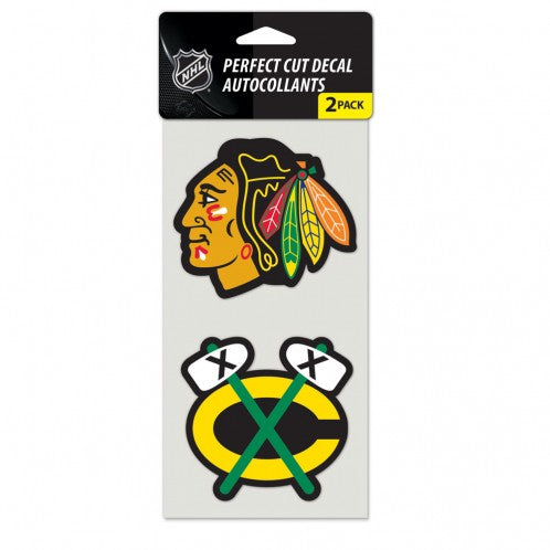 Chicago Blackhawks 2 pack 4"x4" Perfect Cut Decal product image 1, provided for visual reference and product detail review