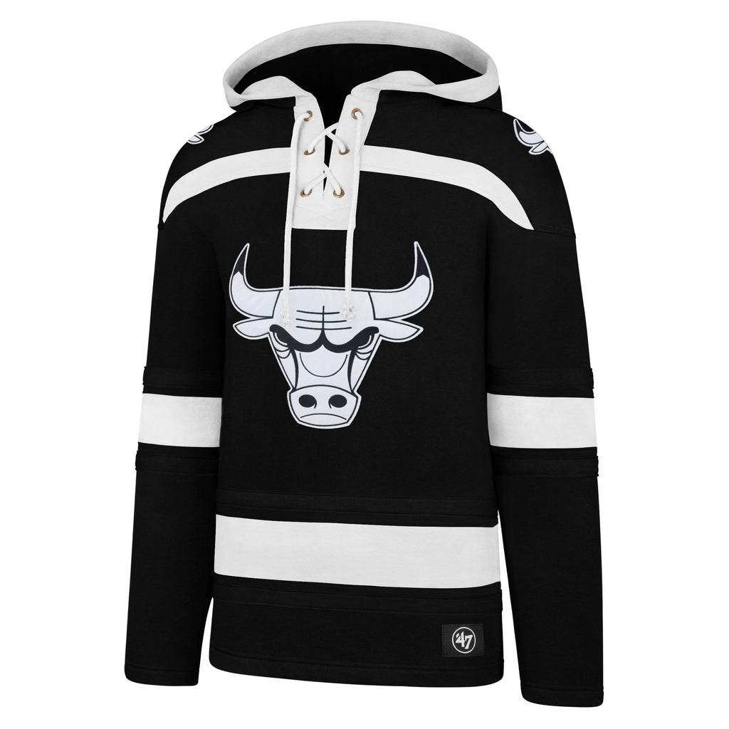 Chicago Bulls Men Black/White Superior Lacer Hoodie product image 1, provided for visual reference and product detail review