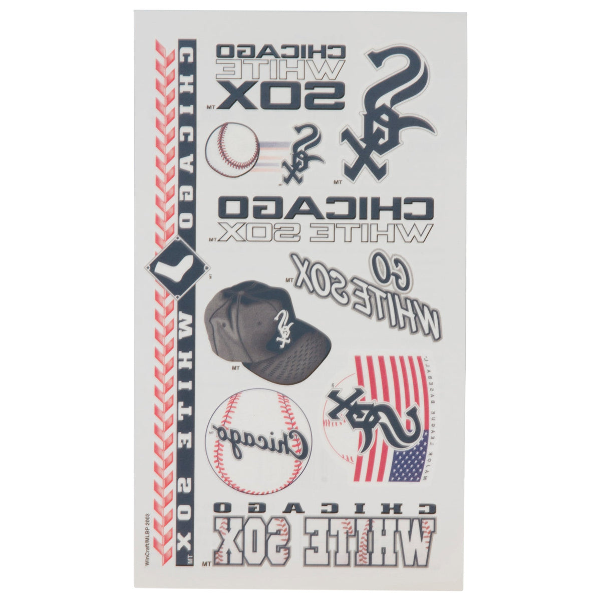 Chicago White Sox Temporary Tattoo Sheet product image 1, provided for visual reference and product detail review
