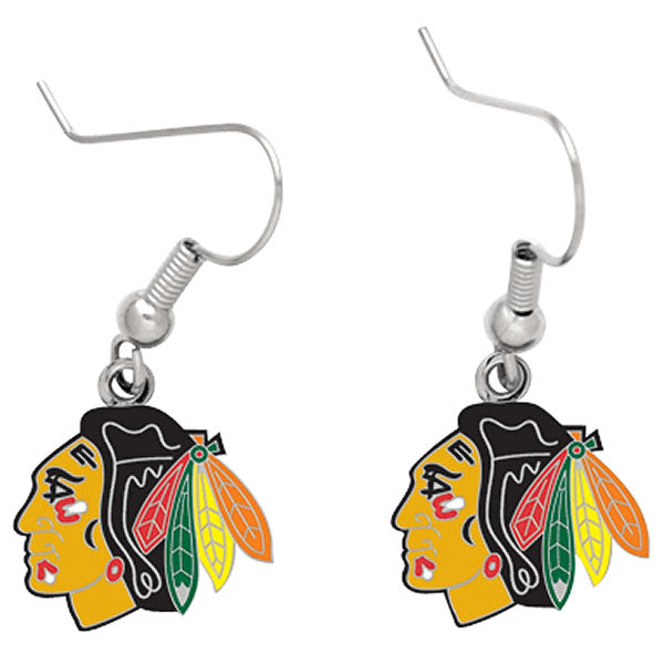Chicago Blackhawks Logo Dangle Earrings product image 1, provided for visual reference and product detail review