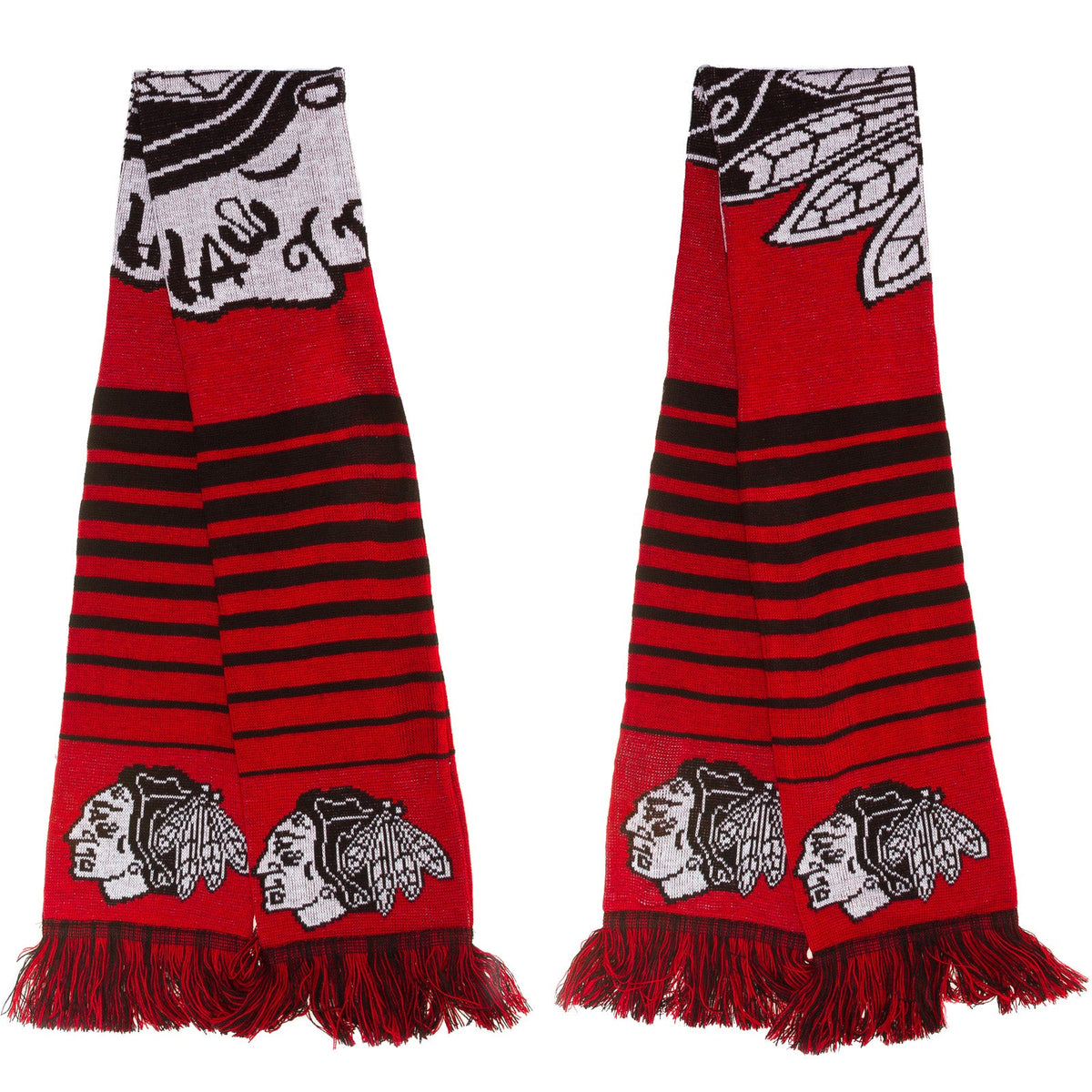 Chicago Blackhawks 2014 Big Logo Scarf With Stripes product image 1, provided for visual reference and product detail review