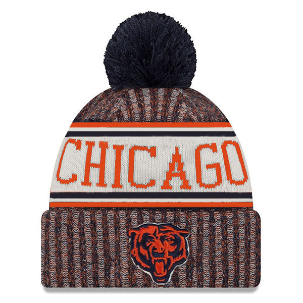 Chicago Bears Men Orange NE18 Sport Knit w/ Pom & Bear Face product image 1, provided for visual reference and product