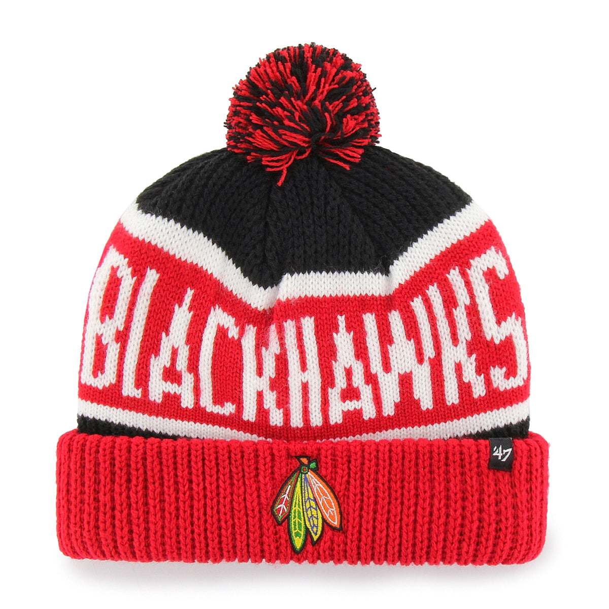 Chicago Blackhawks Calgary Feathers Winter Pom Knit product image 2, provided for visual reference and product detail review