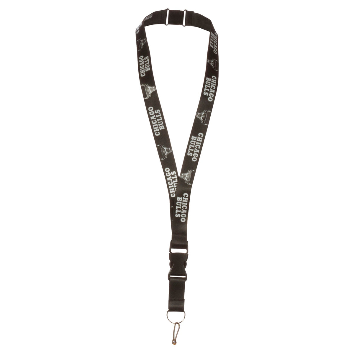 Chicago Bulls Black and White Alternating Text and Bull Logo Lanyard product image 1, provided for visual reference and