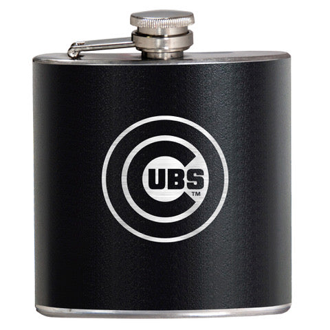 Chicago Cubs Black 6 oz Stainless Steel Flask product image 1, provided for visual reference and product detail review