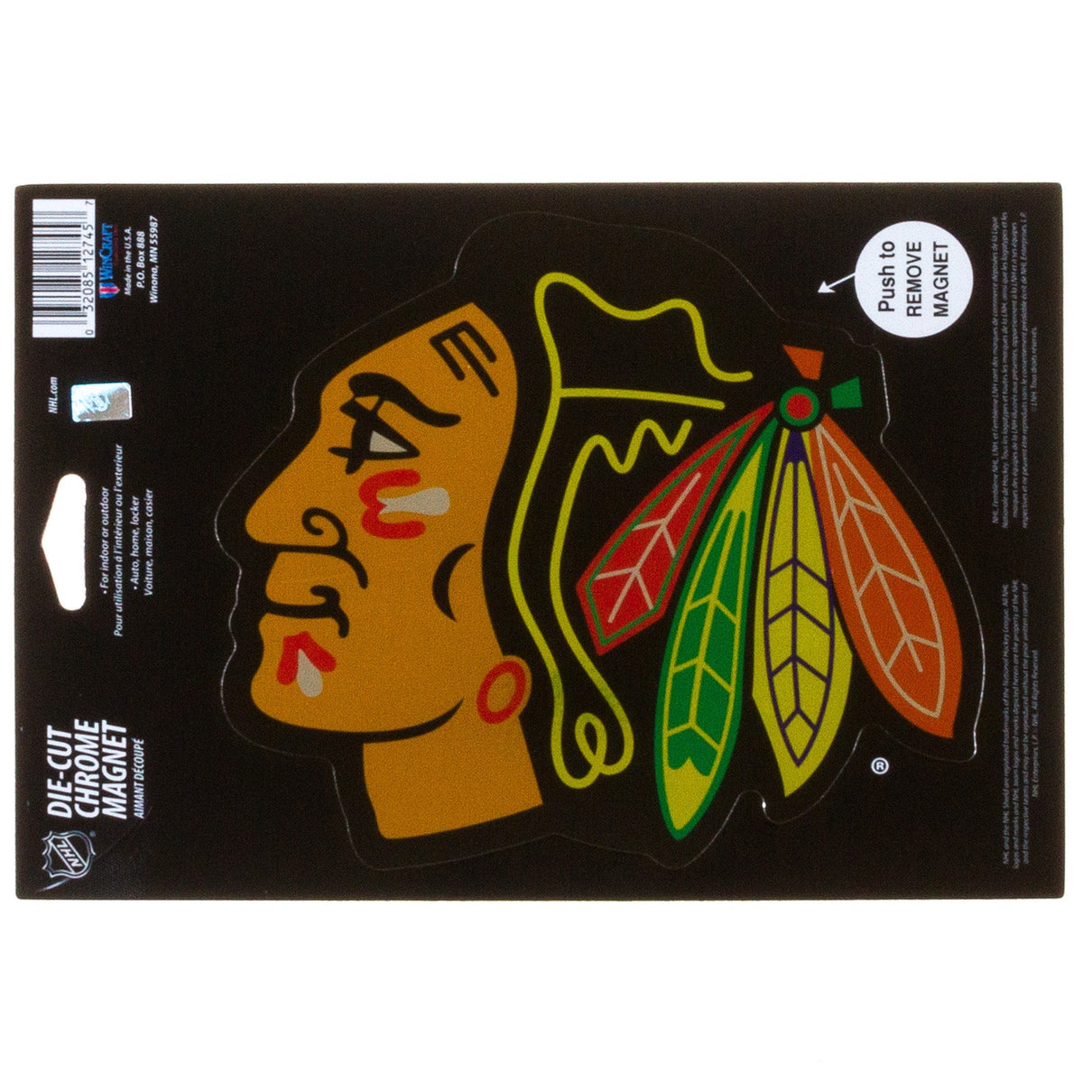 Chicago Blackhawks 6" x 6" Die-Cut Chrome Magnet product image 1, provided for visual reference and product detail review