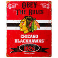 Chicago Blackhawks "Obey The Rules" Vintage Metal Sign product image 1, provided for visual reference and product detail