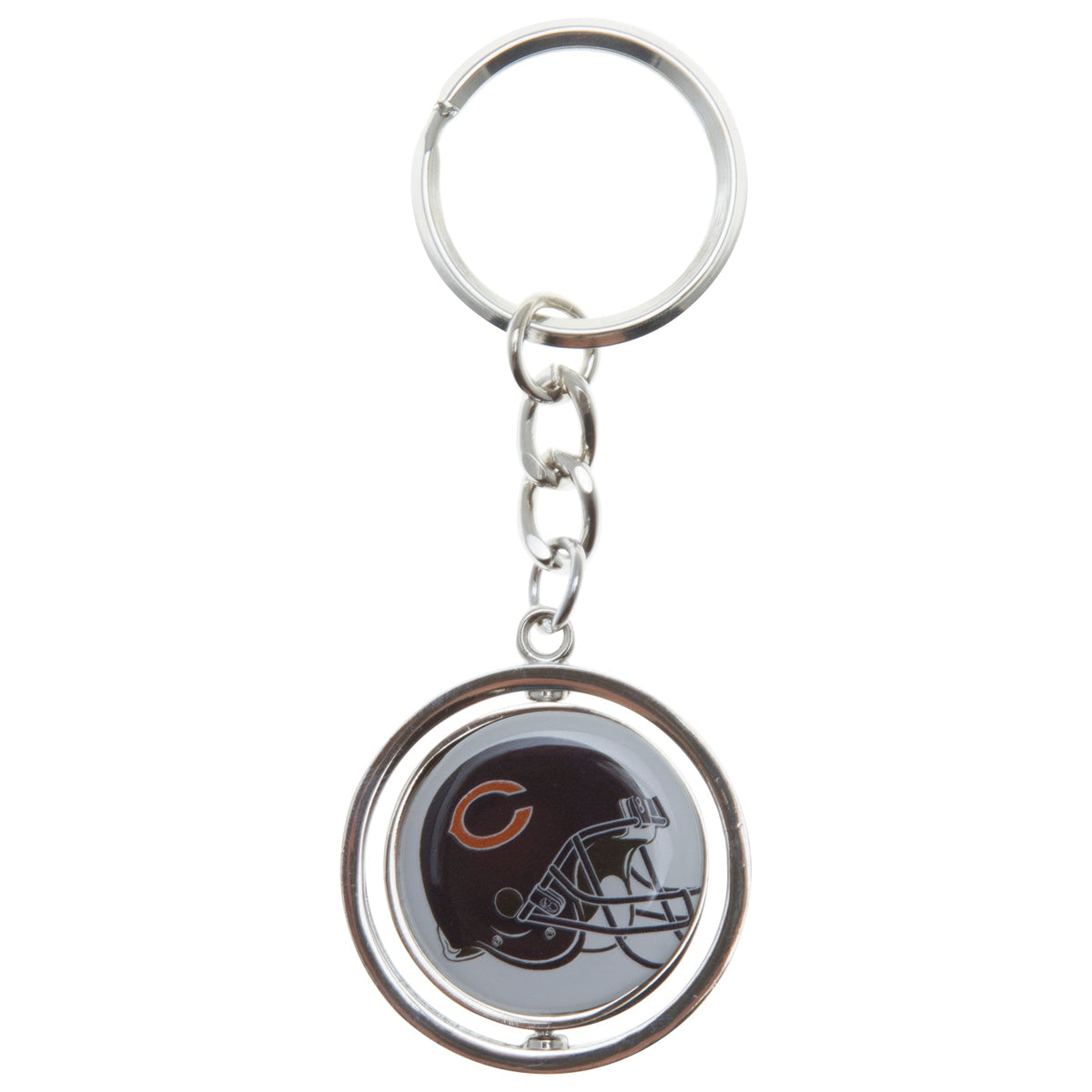 Chicago Bears "C" Logo and Helmet Spinning Pendant Keychain product image 1, provided for visual reference and product