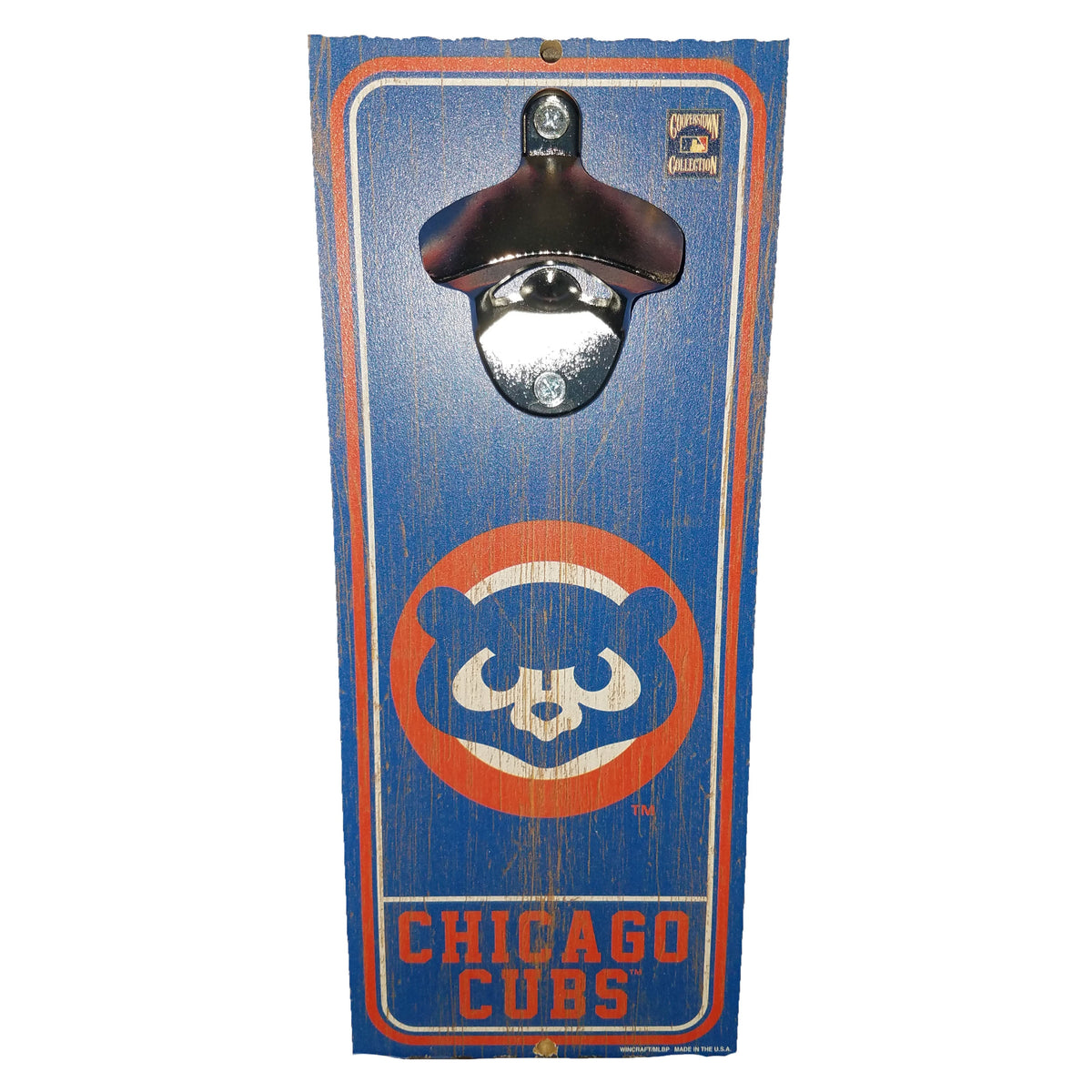 Chicago Cubs 1984 Bear Bottle Opener Wood Sign product image 1, provided for visual reference and product detail review