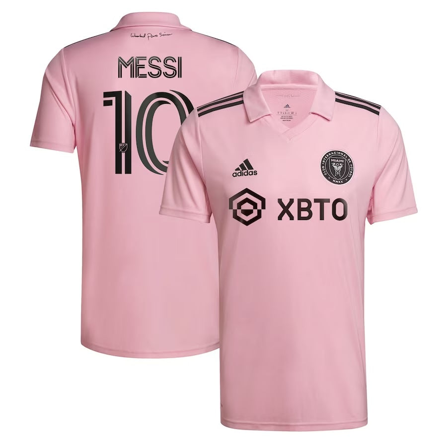 Lionel Messi Inter Miami CF Adidas Men Pink Replica Jersey product image 1, provided for visual reference and product detail
