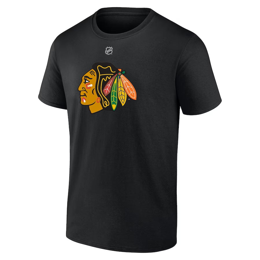 Connor Bedard Chicago Blackhawks NHL Fanatics Branded Men Black Authentic T-Shirt product image 2, provided for visual