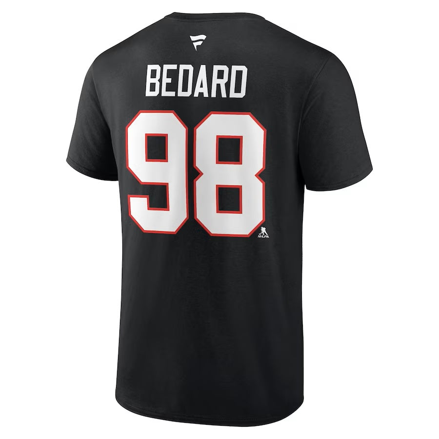 Connor Bedard Chicago Blackhawks NHL Fanatics Branded Men Black Authentic T-Shirt product image 1, provided for visual