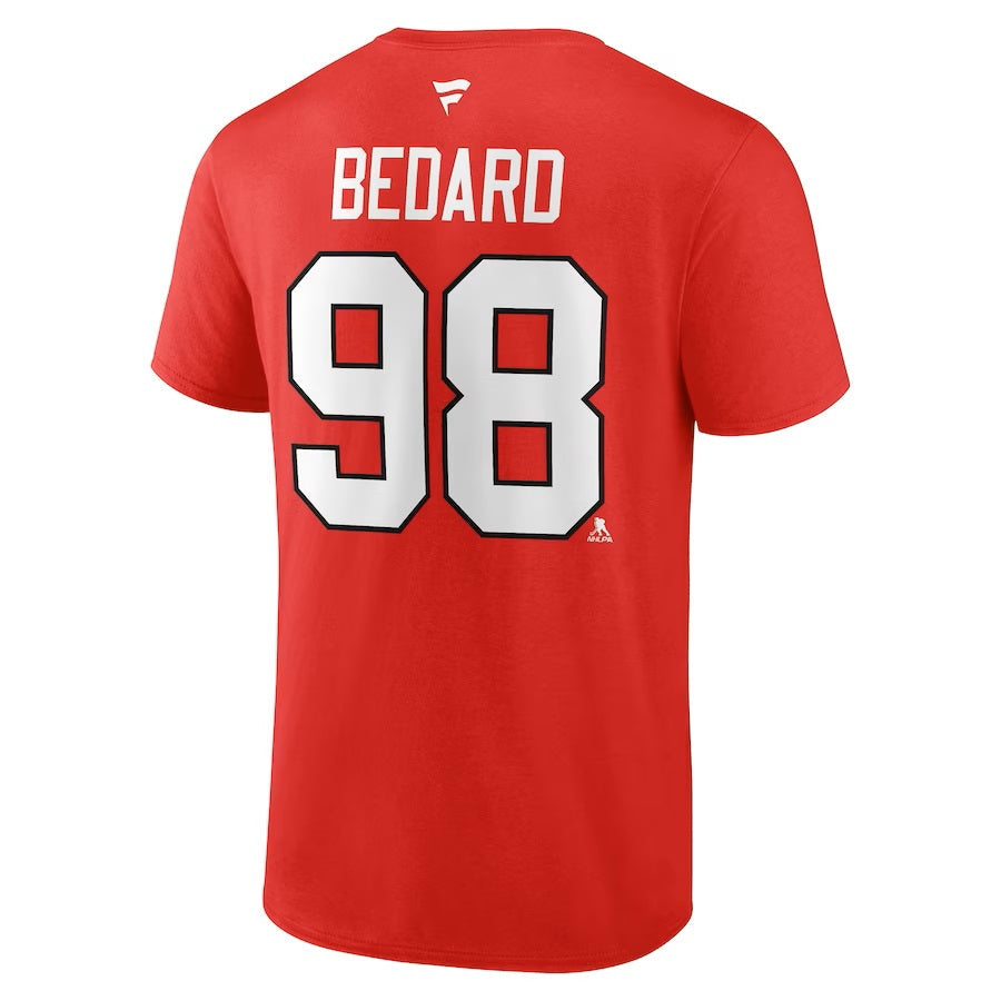 Connor Bedard Chicago Blackhawks NHL Fanatics Branded Men Red Authentic T-Shirt product image 1, provided for visual
