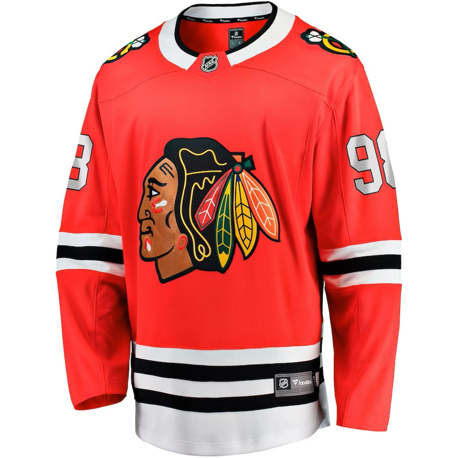 Connor Bedard Chicago Blackhawks NHL Fanatics Branded Men Red Breakaway Jersey product image 2, provided for visual