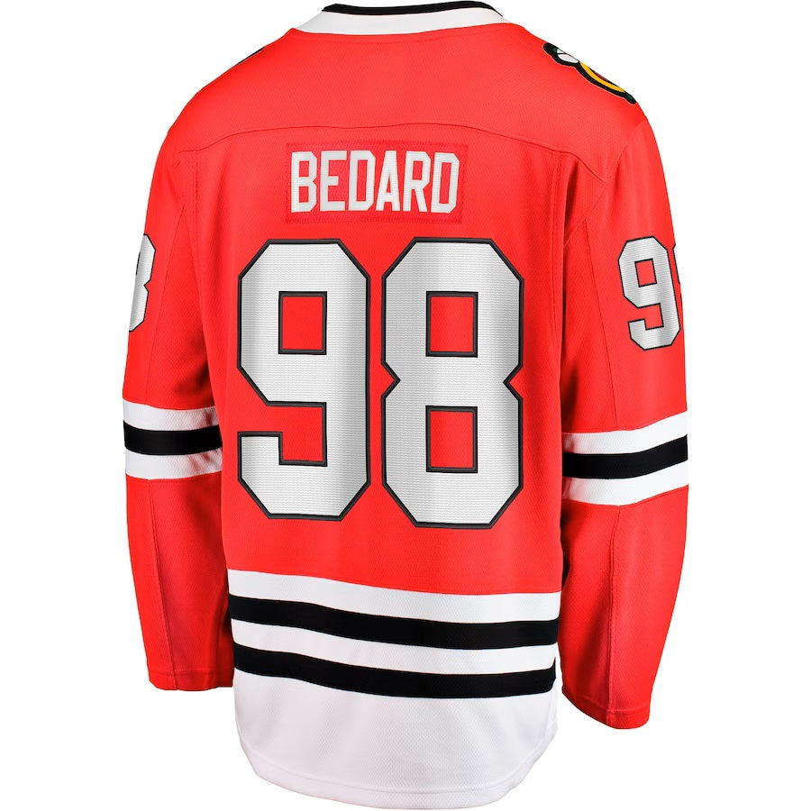 Connor Bedard Chicago Blackhawks NHL Fanatics Branded Men Red Breakaway Jersey product image 1, provided for visual