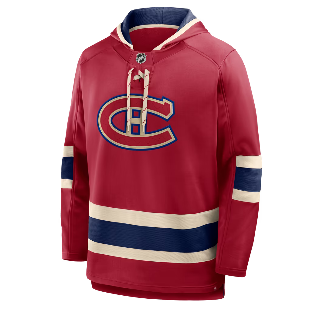 Montreal Canadiens NHL Fanatics Branded Men Red 2026 Heritage Classic Lace Fleece Hoodie product image 1, provided for
