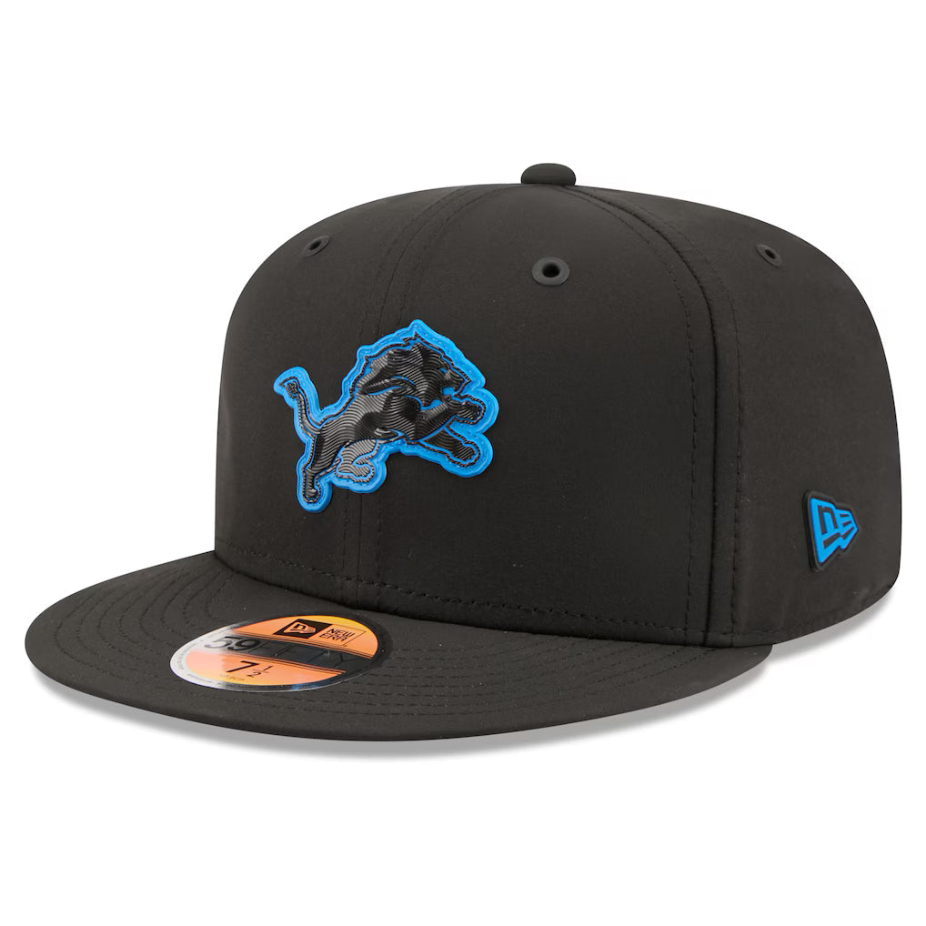 Detroit Lions NFL New Era Men Black 59Fifty 2026 Sideline Fitted Hat product image 1, provided for visual reference and