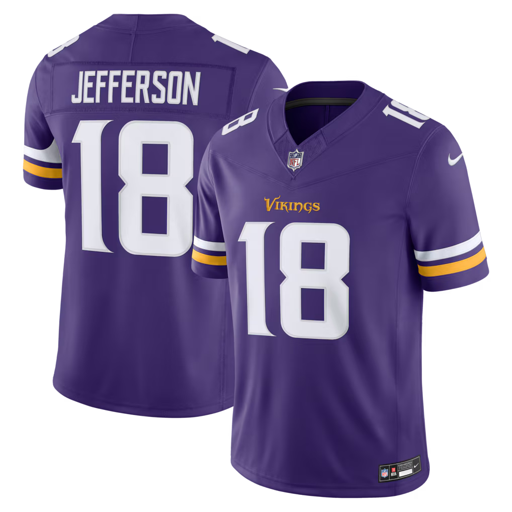 Justin Jefferson Minnesota Vikings NFL Nike Men Purple Vapor F.U.S.E. Limited Player Sewn Jersey product image 3, provided