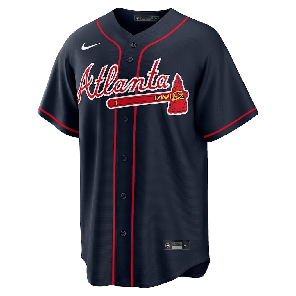 Atlanta Braves MLB Nike Men Navy Alternate Replica Jersey product image 1, provided for visual reference and product detail