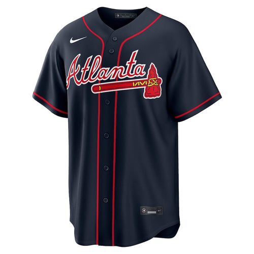 Atlanta Braves MLB Nike Men Navy Alternate Replica Jersey product image 1, provided for visual reference and product detail