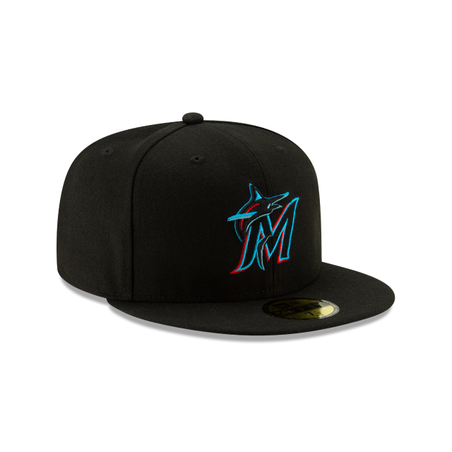 Miami Marlins MLB New Era Men Black 59Fifty Authentic Collection Fitted Hat product image 4, provided for visual reference