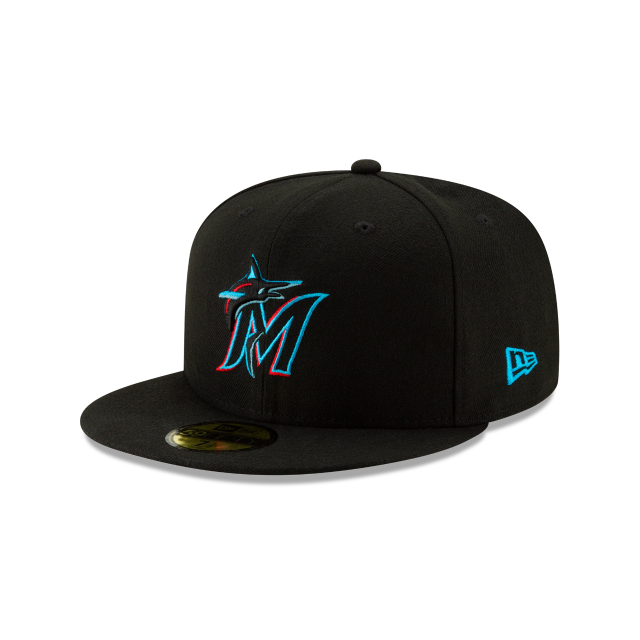 Miami Marlins MLB New Era Men Black 59Fifty Authentic Collection Fitted Hat product image 1, provided for visual reference