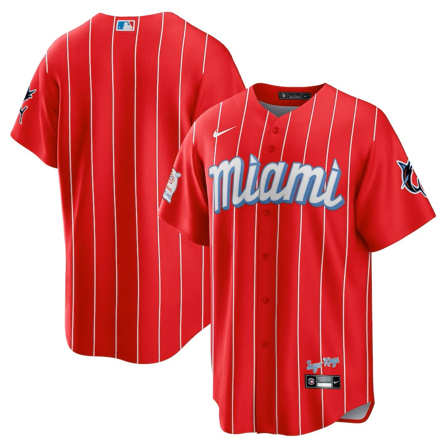 Miami Marlins MLB Nike Men Red 2023 City Connect Replica Jersey product image 3, provided for visual reference and product