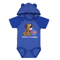 Chicago Cubs Infant Royal Raglan Hood Ears Bodysuit product image 1, provided for visual reference and product detail review