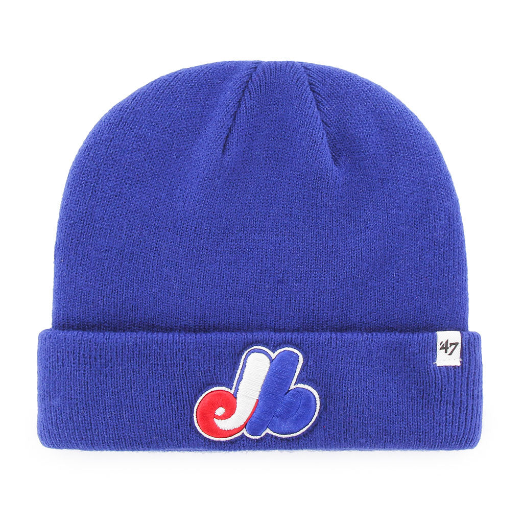 Montreal Expos MLB 47 Brand Men Royal Blue Raised Cuff Knit Hat product image 1, provided for visual reference and product