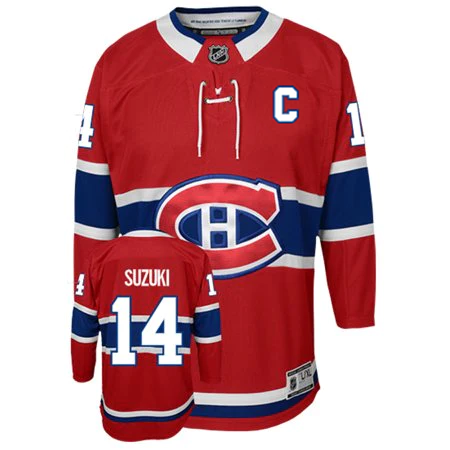 Nick Suzuki Montreal Canadiens NHL Outerstuff Youth Red Premier Jersey product image 4, provided for visual reference and