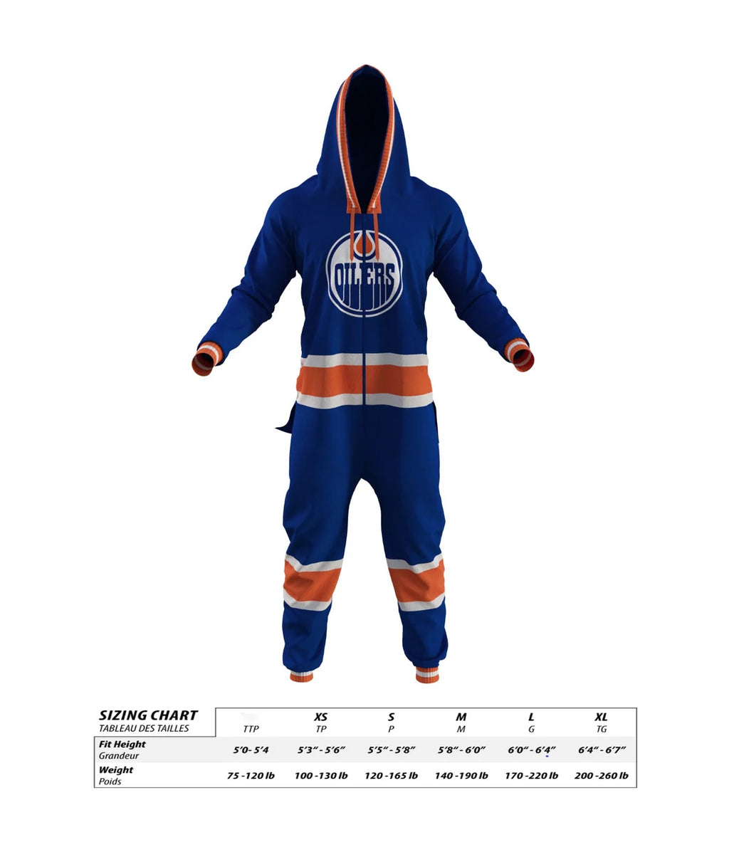Edmonton Oilers NHL Hockey Sockey Men Blue Team Uniform Onesie product image 4, provided for visual reference and product