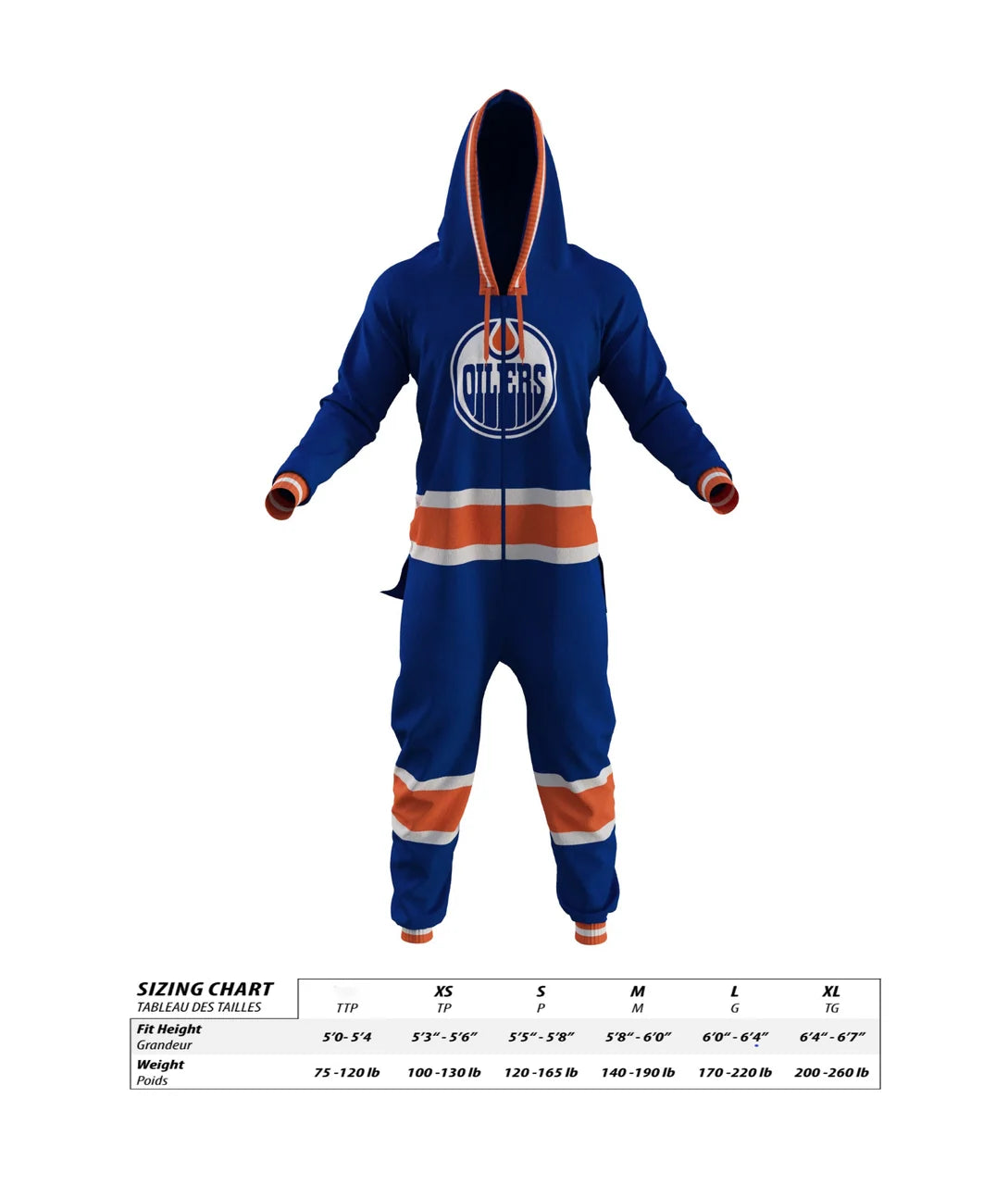 Edmonton Oilers NHL Hockey Sockey Men Blue Team Uniform Onesie product image 4, provided for visual reference and product