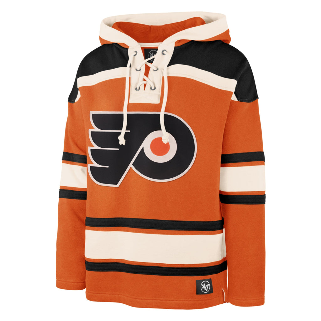Philadelphia Flyers NHL 47 Brand Men Orange Heavyweight Lacer Hoodie product image 1, provided for visual reference and