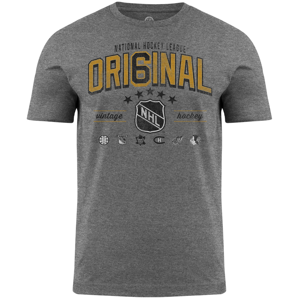 Original Six NHL Bulletin Men Graphite T-Shirt product image 1, provided for visual reference and product detail review