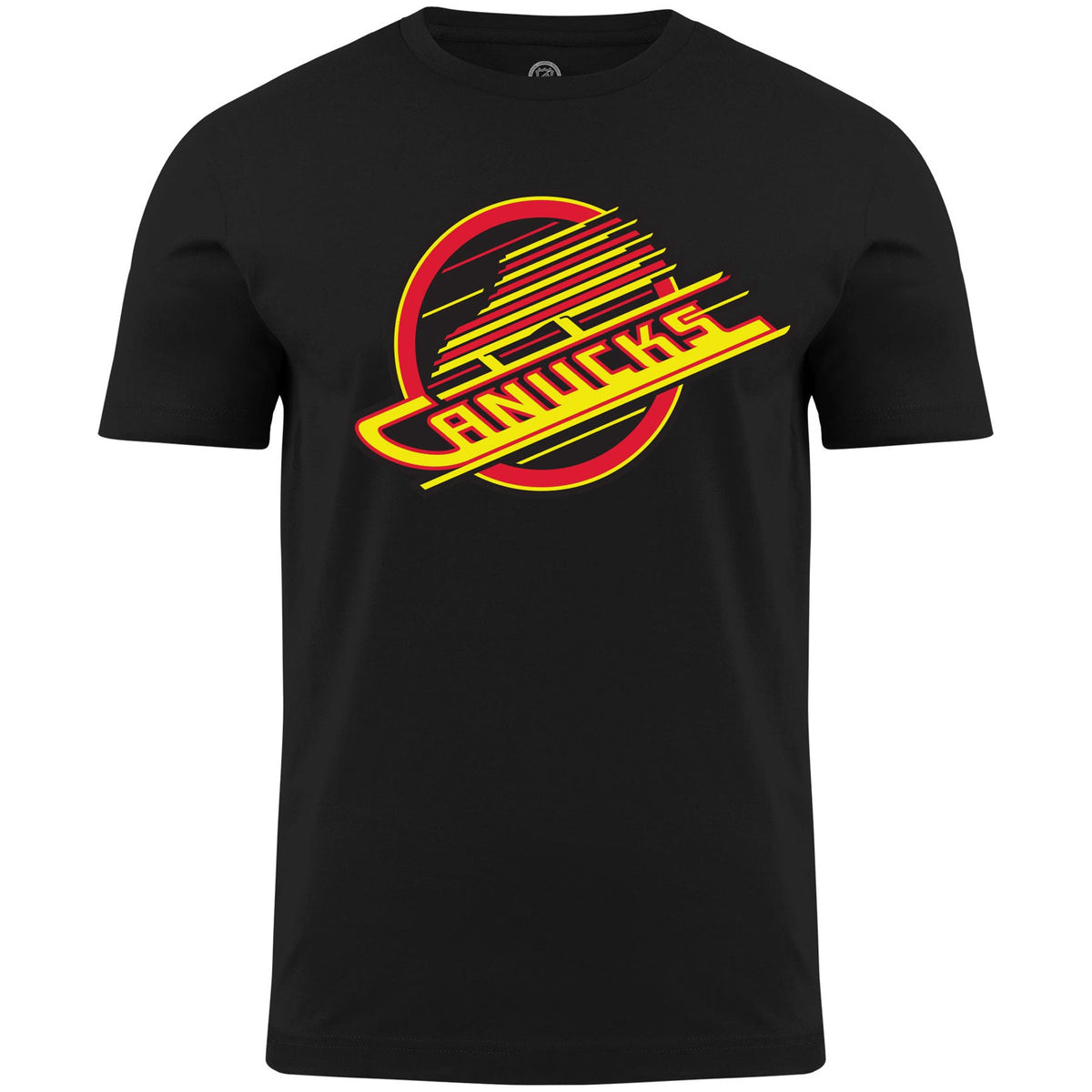 Vancouver Canucks NHL Bulletin Men Black Primary Logo T-Shirt product image 1, provided for visual reference and product