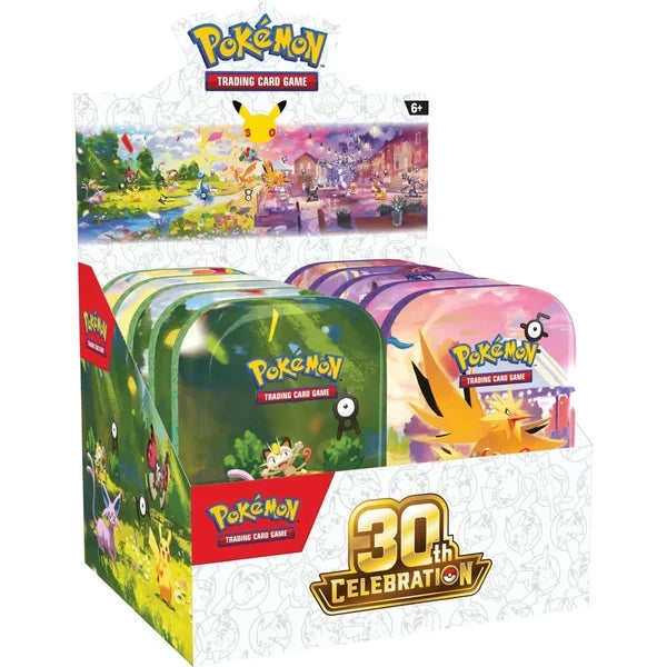 Pokémon TCG 30th Celebration Mini Tin Display Box (10 mini Tins) product image 9, provided for visual reference and product
