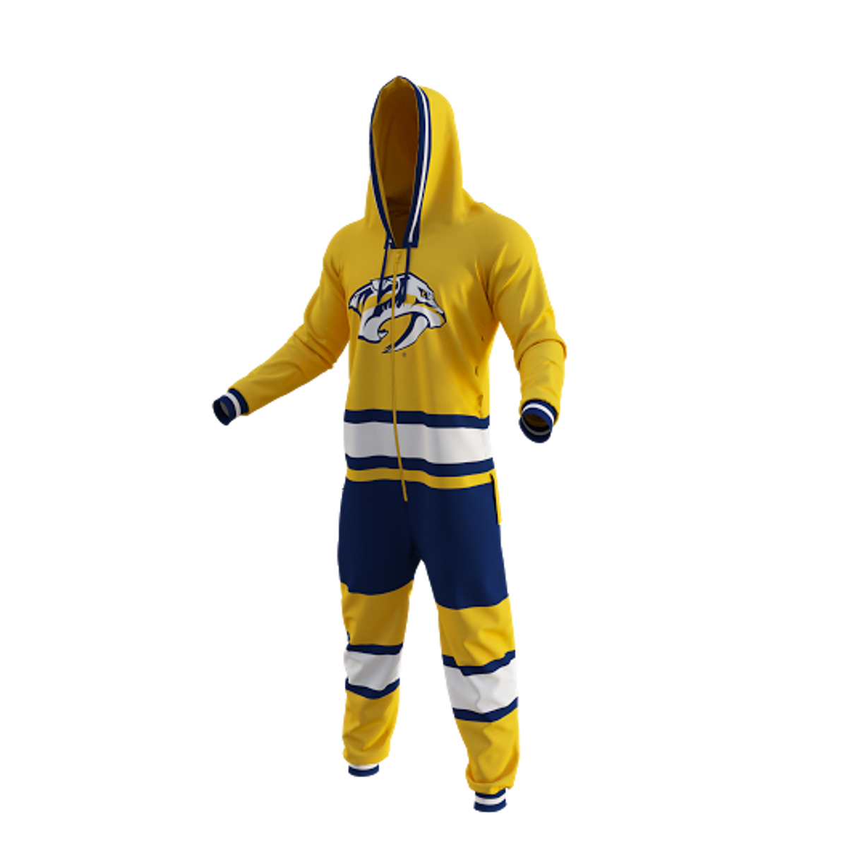 Nashville Predators NHL Hockey Sockey Men Yellow Team Uniform Onesie product image 1, provided for visual reference and