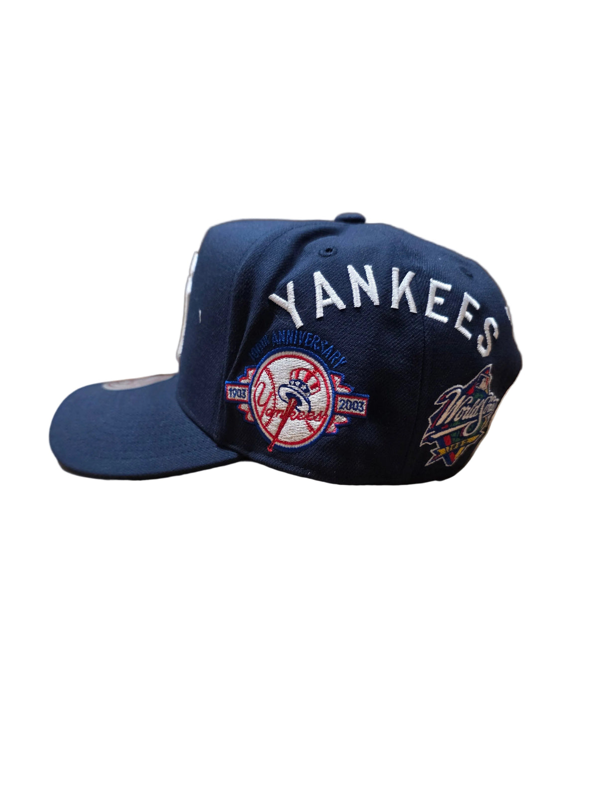 New York Yankees MLB Mitchell & Ness Men Navy Historical Pro Pinch Fit Snapback Hat product image 3, provided for visual