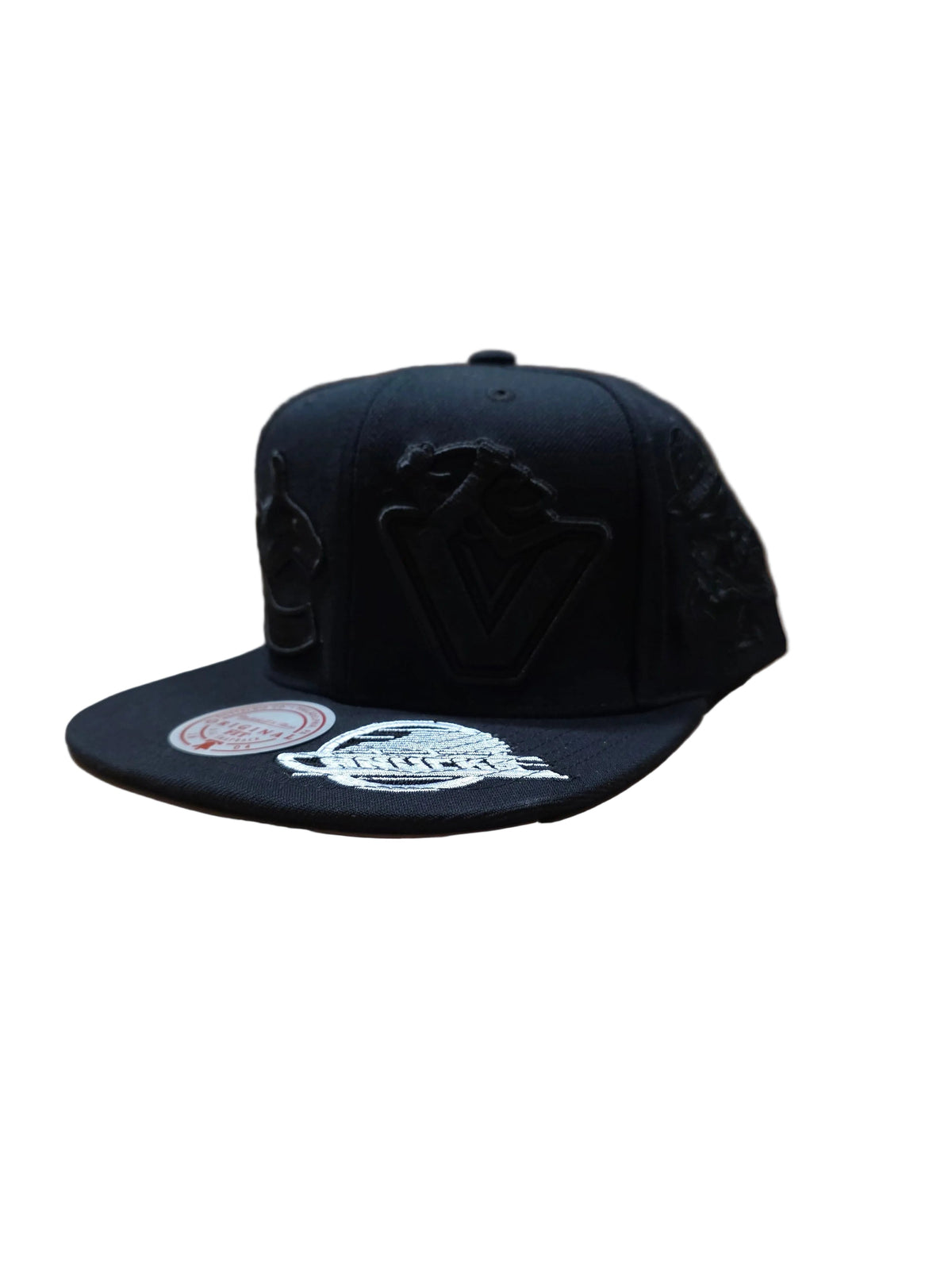 Vancouver Canucks NHL Mitchell & Ness Men Black Blacked Out Snapback Hat product image 1, provided for visual reference and