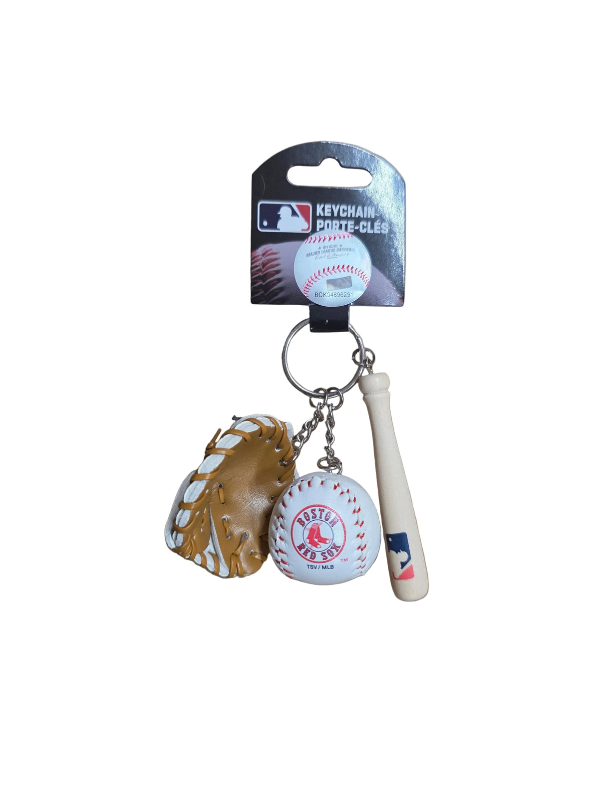 Boston Red Sox MLB TSV Bat, Ball & Glove Keychain product image 1, provided for visual reference and product detail review